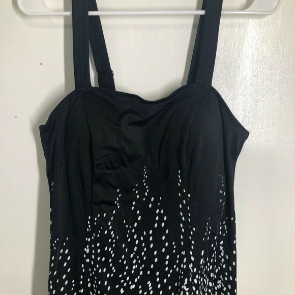 NWT Swimsuits For All One Piece Swimdress Black & White SZ 10 Built In Bra NEW - Picture 2 of 3